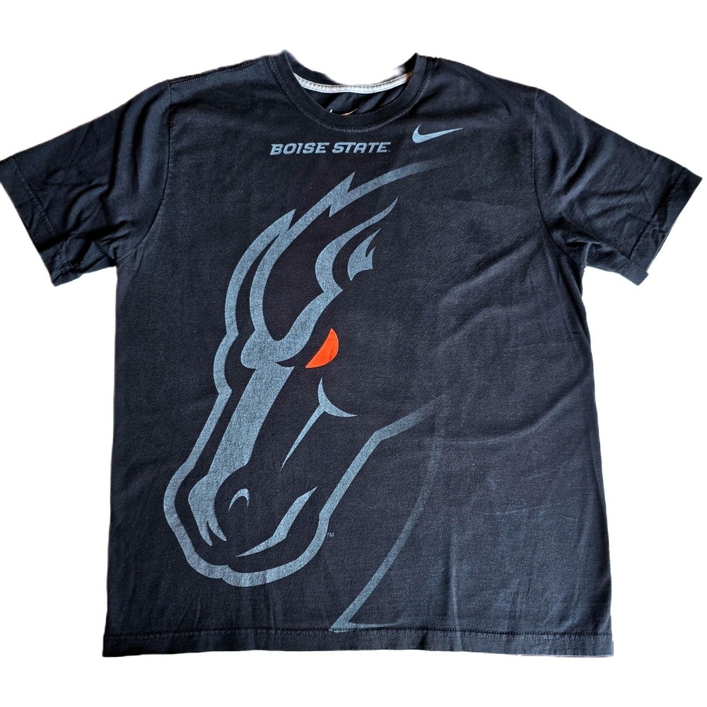 Nike Boise State Broncos Shirt Large Black Mascot Logo Graphic Tee NCAA Football